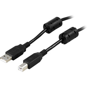 USB 2.0 Kaapeli A-tyyppi Uros - B-tyyppi Uros, Ferriittiytimet, 5m, Musta
