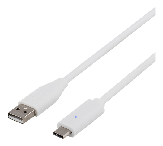 USB 2.0 -kaapeli, Type A - Type C Uros, 0,5m, Valkoinen