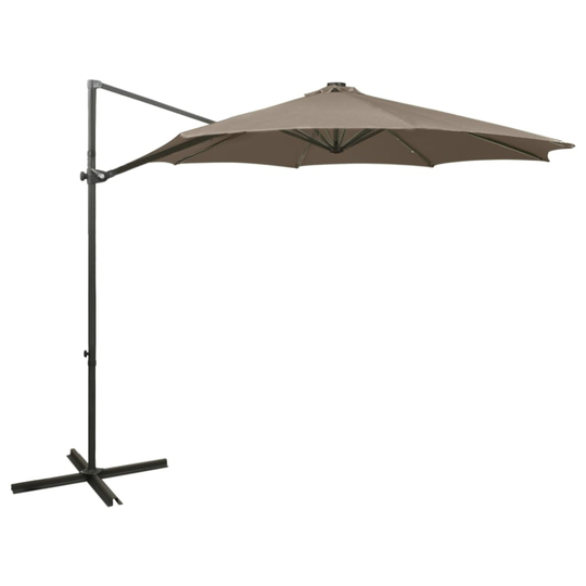 vidaXL Riippuva aurinkovarjo tangolla ja LED-valoilla ruskeanh. 300 cm