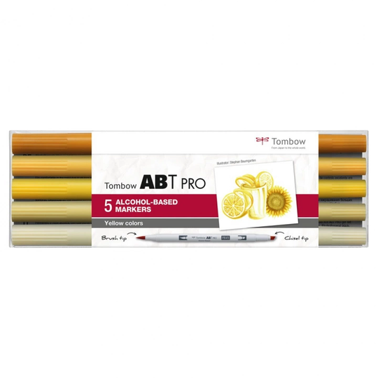 Tombow ABT PRO Dual Brush Pen 5-setti Yellow Colors