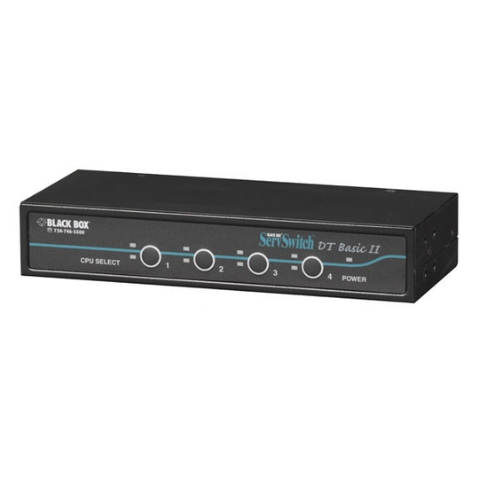 BLACK BOX DT BASIC II DESKTOP KVM SWITCH - VGA, USB OR PS/2, 4-PORT (INCLUDES CABLES)