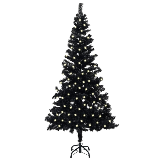 vidaXL Tekojoulukuusi LED-valoilla ja jalustalla musta 240 cm PVC