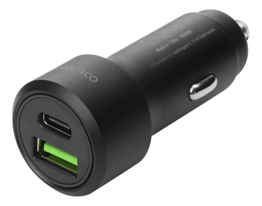 Autolaturi, 12/24 V, 1 X USB-C, PD 18 W, 1 X USB-A, 36 W, Musta